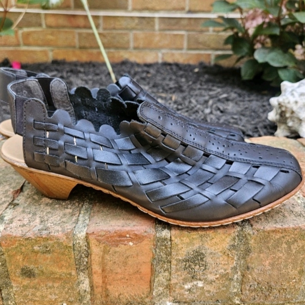 Reiker Sina Womens Black Woven Leather Sandals Size 41/US 9.5 - Picture 4 of 8